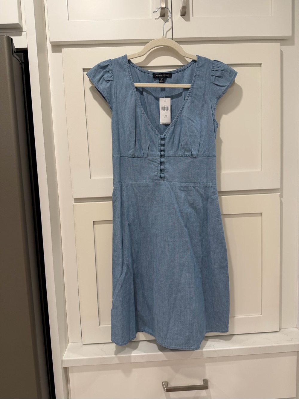 Banana Republic Light Blue Cap-Sleeve Chambray Dress